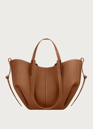 Grande borsa tote in pelle morbida con bordo regolabile, manici lunghi, borsa capiente per lavoro e shopping quotidiano