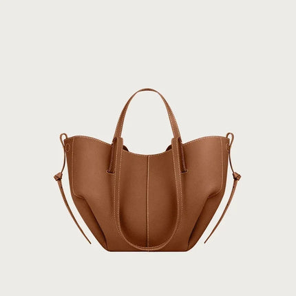 Grande borsa tote in pelle morbida con bordo regolabile, manici lunghi, borsa capiente per lavoro e shopping quotidiano