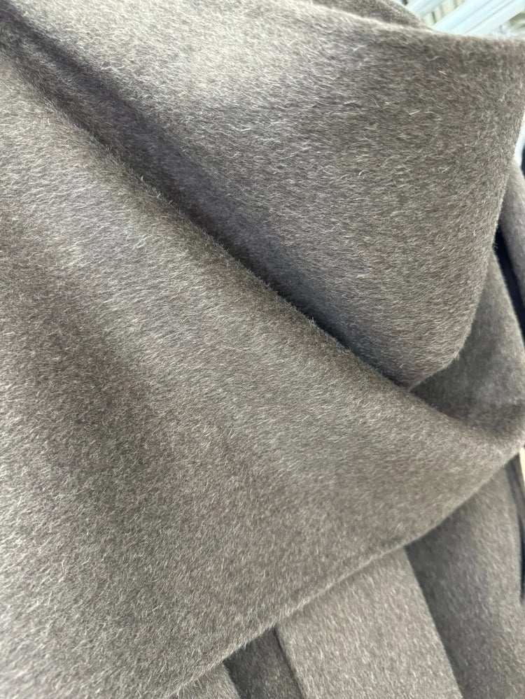 Newest Luxury Coffee Scarf Collar Wool Coat Women Loose Elegant Ladies Autumn Winter Jacket Causal Handmade Women's Jacket2025