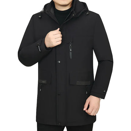 Men's Detachable Liner & Hat Puffer Coats Business Casual Hooded White Duck Down Jackets 2026 Winter Outwear Windproof Top Parka