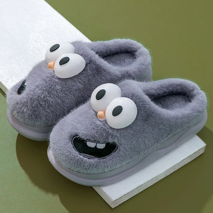 Nuovo simpatico cartone animato invernale suola morbida da uomo pavimento interno piattaforma antiscivolo diapositive calde pantofole di peluche scarpe casual in cotone per la casa maschile
