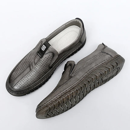Scarpe estive in pelle traforata bianca scarpe Slip on da uomo in vera pelle scarpe Casual comode da uomo mocassini comodi da uomo