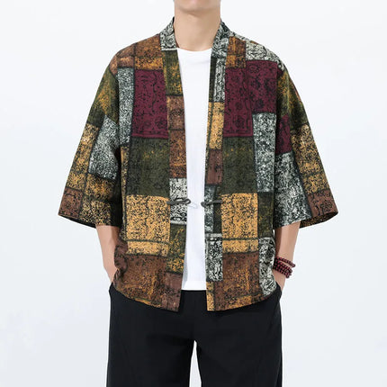 Camicie Uomo Yukata Cosplay Kimono Giapponese Retrò, Camicie Etniche Stampate da Uomo, Camicie in Lino Moda Donna, Blusa Oversize Haori