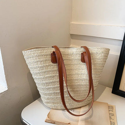 Women's Large Capacity Shoulder Bag Summer Woven Straw Bag Fashion Female Luxury Designer Beach Bag Bali Shopper Bag