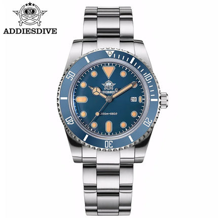 ADDIESDIVE Men's Gift Box Luxury Diver Watch Super Luminous Bubble Mirror Glass Quartz Watch 20Bar Ceramic Bezel Steel Watch