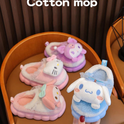 Winter Family Plush Slippers, Parent-Child Match Cartoon Indoor Home Shoes, Cozy Cotton-Lined Non-Slip Slides for All Ages