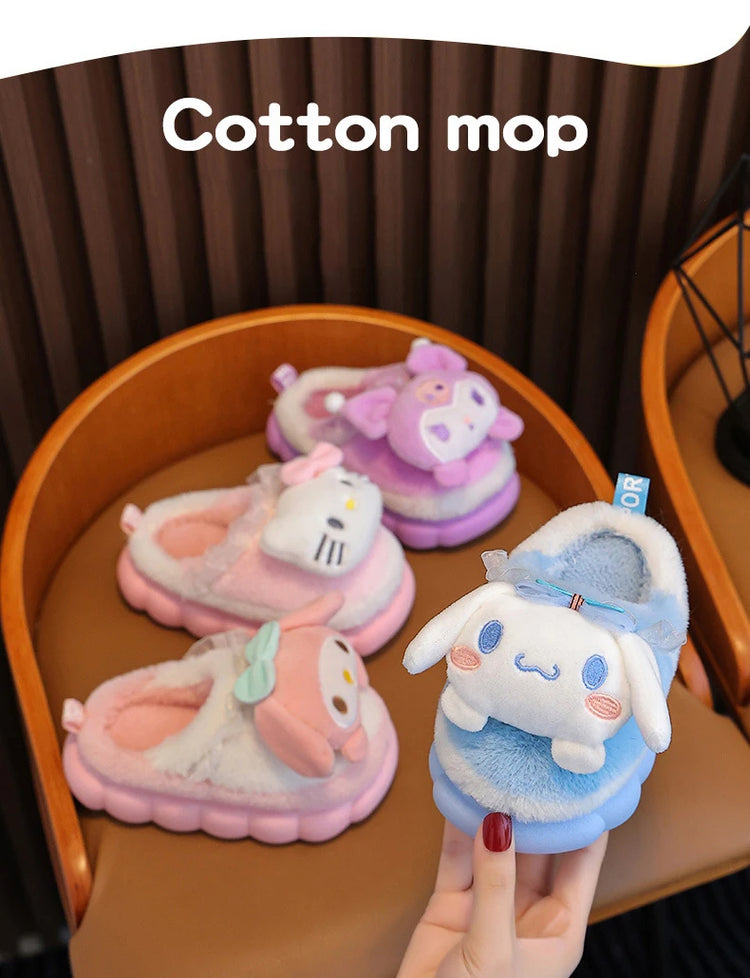 Winter Family Plush Slippers, Parent-Child Match Cartoon Indoor Home Shoes, Cozy Cotton-Lined Non-Slip Slides for All Ages