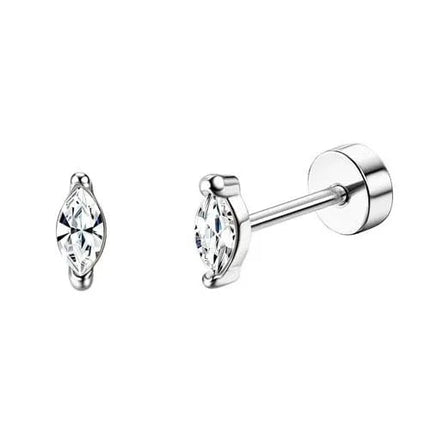 Florideco 1 paio di orecchini a bottone ipoallergenici con retro piatto per donna uomo orecchini a bottone per cartilagine in acciaio inossidabile chirurgico platinumshop