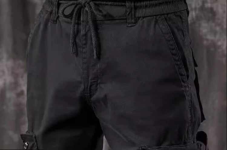Men's High End Functional Cargo Pants Slim Fit Tapered Leg Spring Autumn Utility Workwear Design Elastic Cuff Sports Pants