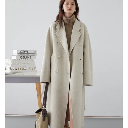 CHIC VEN Women Long Double-sided Woolen Coats Retro Loose Female Overcoat Double Breasted Ladies Windbreak Autumn Winter 2026