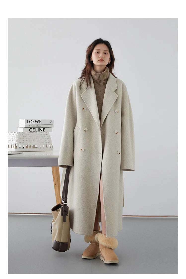 CHIC VEN Women Long Double-sided Woolen Coats Retro Loose Female Overcoat Double Breasted Ladies Windbreak Autumn Winter 2026