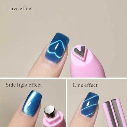 3 in 1 Cat Eye Nail Magnetic Stick Love Heart Snake Pattern French Cat Eye Nail Magnet UV Gel Polish Effect Manicure Design Tool