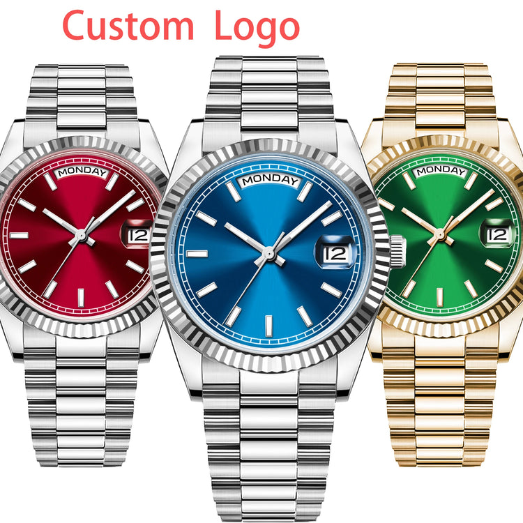 Custom Logo Diy 36/39MM Dial Automatic Mechanical Watches For Man Week Date Type Sapphire Luxury Waterproof Diving Man Watches