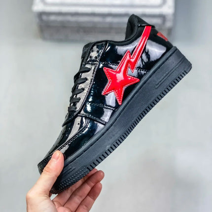 A BATHING APE Men All Black Shark BAPESTA Casual Plarfom Shoes Unisex Women Slip-Resistant Outdoor Soft Walking Sneakers