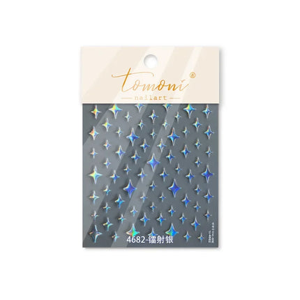 Punk Glitter Powder Blue Pink Star Charm Laser Silver Gold Starlight Rhinestones Moon DIY Nail Art Stickers Manicure Tool Decals