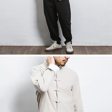 Nuovo gru ricamo top abbigliamento tradizionale cinese per uomo camicie vintage in lino a mezza manica colletto Madarin solido Hanfu Kungfu