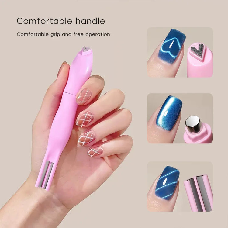 3 in 1 Cat Eye Nail Magnetic Stick Love Heart Snake Pattern French Cat Eye Nail Magnet UV Gel Polish Effect Manicure Design Tool