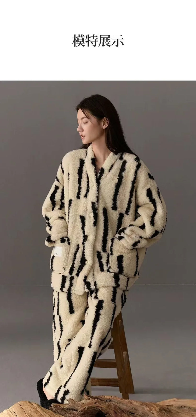 AW Coral Velvet Sleepwear Thickened Warm Winter Sweet and Cute Flannel Women's Sleepwear Simple and Loose Can Be Wearing Outside