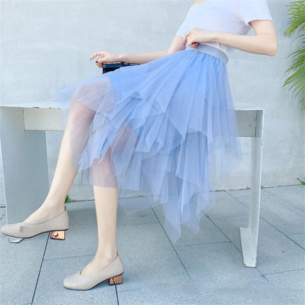 Tutu estivo gonna donna Harajuku Casual Tulle Bottom Jupe Femme Faldas moda vita alta Midi Mesh gonne abbigliamento donna Saia