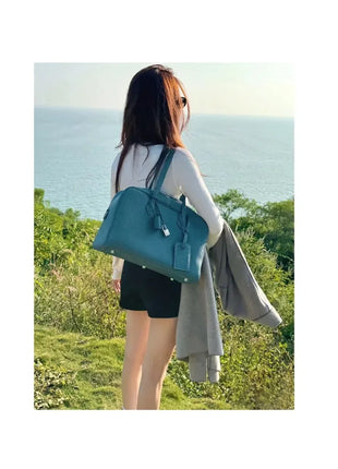 Borsa da donna in pelle di vacchetta di alta qualità, semplice borsa a tracolla di grande capacità, borsa a spalla.