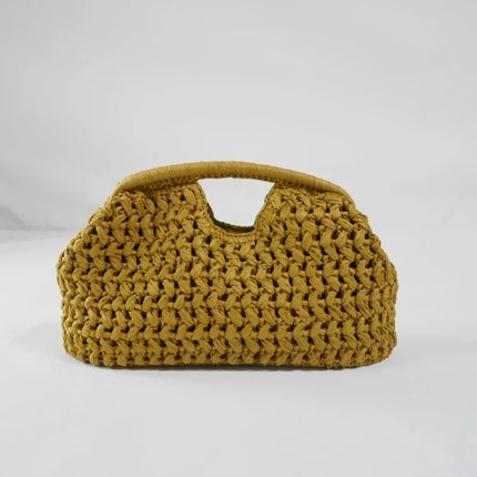 Fashion Straw Clip Shell Clutch Bag for Women Designer Paper Woven Handbags Casual vintage Handmade Summer Beach Bag 2025 PlatiNum