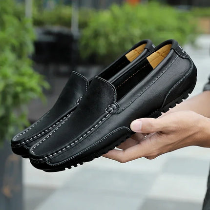 Mocassini in Pelle Traspirante, Scarpe Casual da Uomo, Slip-on Formali Italiane, Chaussure Homme
