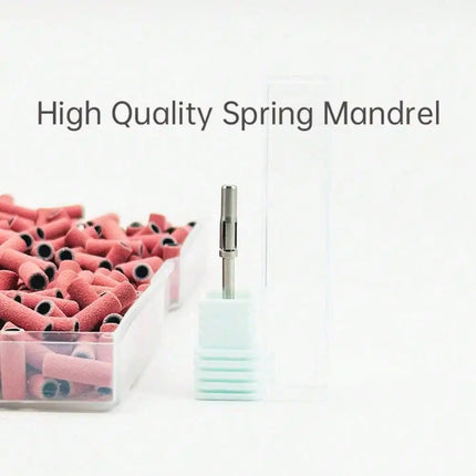 500PCS 3MM Small Mini Nail Sanding Bands With 1PC Spring Mandrel For Nail Drill #180 Grit Nail Sanding Band Bulk For Salons Manicure