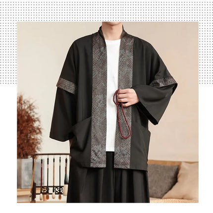 Camicia Samurai Giapponese per Uomo, Stile Sumo, Casual Oversize, Kimono Tradizionale con Stampa Vintage
