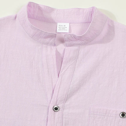 Men's Lightweight Shirts Cotton Linen Henley Long Sleeve Shirts for Men Beach Hawaiian V-Neck Top Breathable Polo