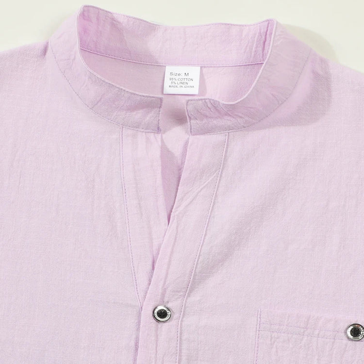 Camicie leggere da uomo Camicie in lino di cotone Henley a maniche lunghe per uomo Beach Hawaiian Top con scollo a V Polo traspirante