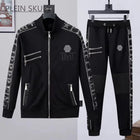 Plein Skull Light Luxury Fashion Brand Men's Pure Cotton Two-Piece Set Punk Spring and Autumn Hip-Hop Party Set Outdoor Sports