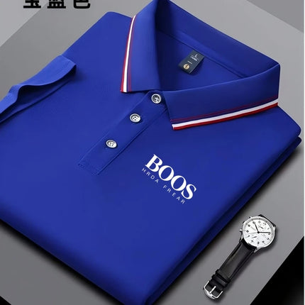 New men's short-sleeved embroidered polo shirt, casual and elegant, fashionable, breathable, comfortable, and versatile.