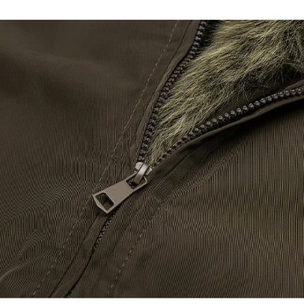 Mens Korean Streetwear Thick Warm Jacket Winter Fleece Lined Fur Collar High Quality Cold Proof Heavyweight Outdoor Thermal Coat