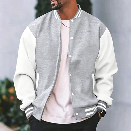 American Men's College-Style Baseball Jacket, Autumn/Winter Outdoor Sports Jogging Coat, Korean Fashion Casual Couple Jacket