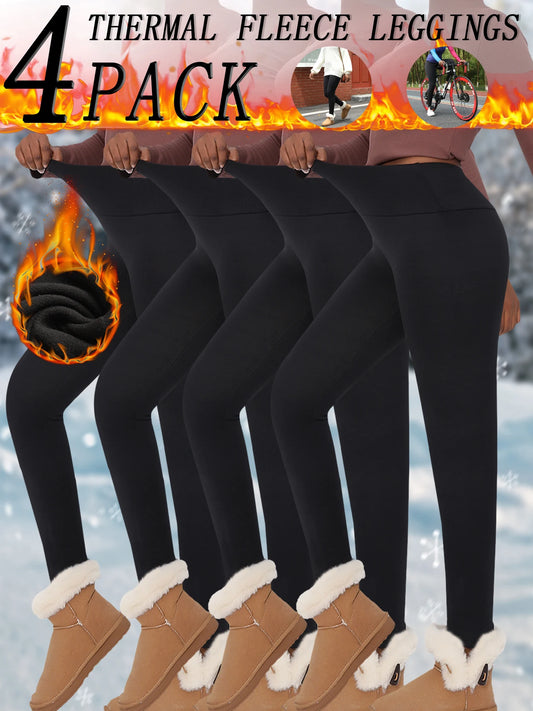 5 Pack Womens Thermal Fleece Lined High Waisted Leggings Workout Winter Warm Thick Tights Soft Yoga Pants