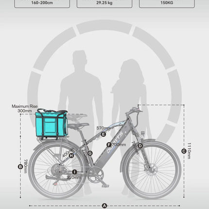 Bicicletta Elettrica DUOTTS C29 Max con Motore da 250W, Batteria 48V18AH, Freno a Disco Idraulico, Pneumatici da 29 Pollici, E-bike per Pendolari Urbani