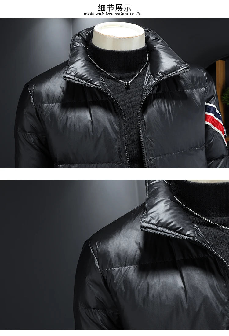 New Men's Short Down Jacket Korean Style Trendy stand collar Winter Coat Fashionable Stylish Warm Puffer Jacket