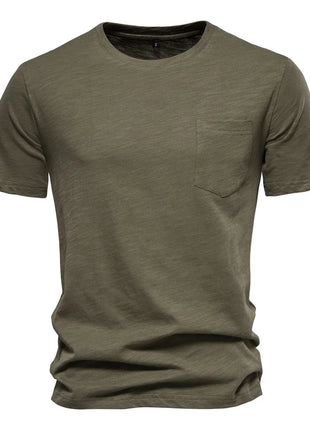 T-shirt homme 100% coton Décontracté Doux Fitness Été T-shirts fins Vêtements d'intérieur Homme Col rond Manches courtes T-shirt uni pour homme