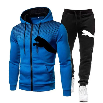 2025 Men's Autumn and Winter Hooded Sweatshirt Set, Hooded Sweatshirt + Pants Set, Sports Running Leisure Wear PlatiNum
