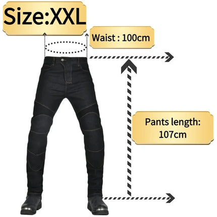 Men's Motorcycle Riding Jeans Pants, Anti-Skid Abrasion Resistant All-Weather Classic Fit Race-Ready Biker Gear PlatiNum