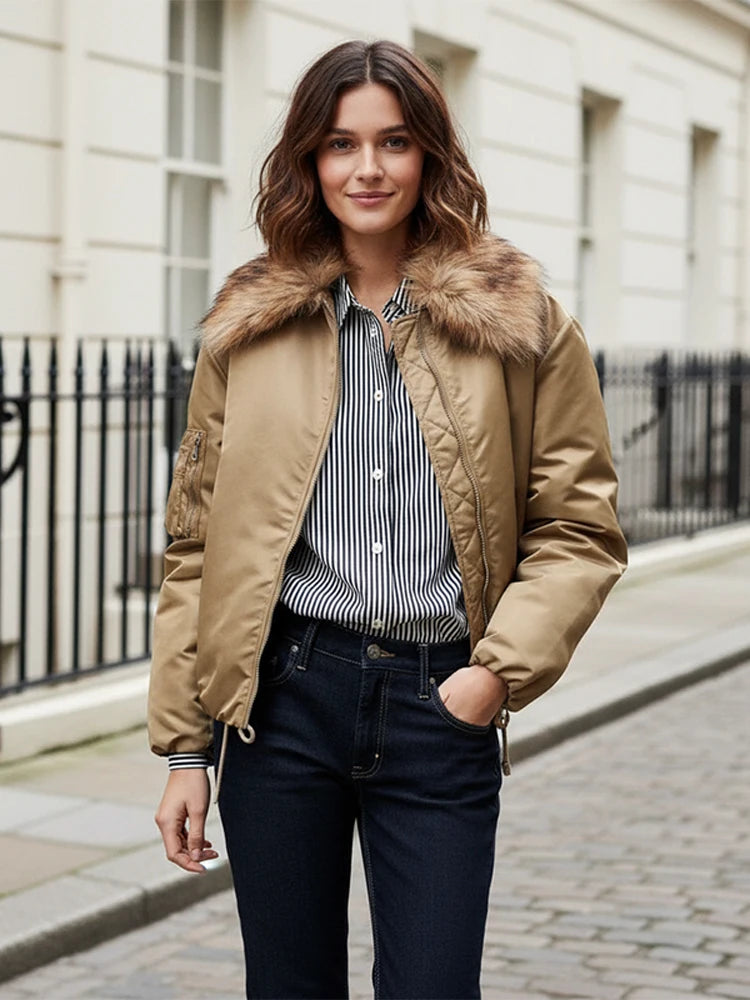 Retro Black Fur Patchwork Woolen Coat Women Chic Full Sleeve V-neck Lace Up Loose Long Overcoat 2025 Lady Winter Commute Outwear