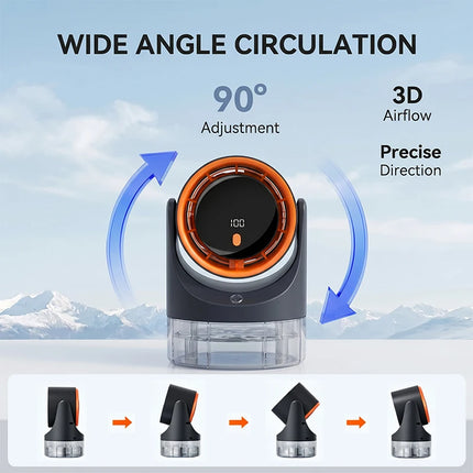Ventilatore Nebulizzatore con Funzione Umidificatore 360° °   Ventilatore da tavolo regolabile con display LED 100 velocità 16 ° C Ice Fog Batteria da 1800mAh a Lunga Durata