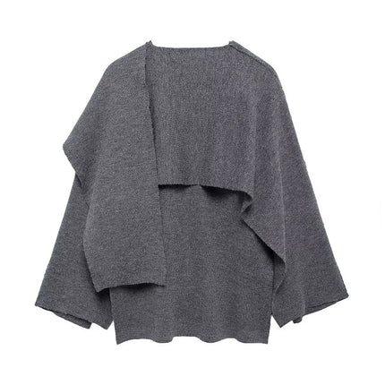 MUJER Cape Coat Women Scarf Collar Ponchos Women 2025 Shawl Long Sleeve Winter Woman Ponchos Cloak Knitted Cardigan for Women