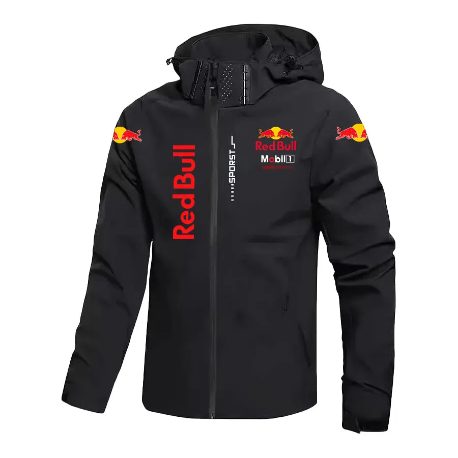 Red Bull Down Jacket Men's Coat Spring And Autumn Style Hooded Detachable Outdoor Windproof And Waterproof Mountaineering Suit black CHINA
