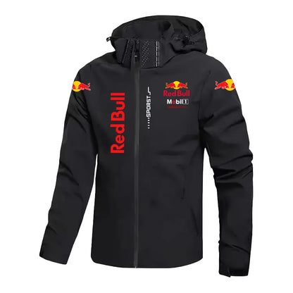 Red Bull Down Jacket Men's Coat Spring And Autumn Style Hooded Detachable Outdoor Windproof And Waterproof Mountaineering Suit black CHINA