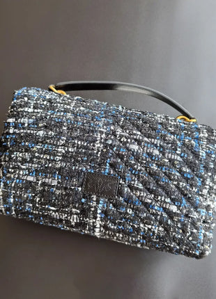Nuova Borsa a Tracolla/Crossbody da Donna 2026 Ispirata a Pinko in Tweed con Cigno, in Vera Pelle