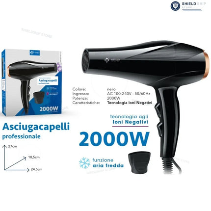 Professional Hair Dryer 3000W High Power Blow Dryer with Adjustable Temperature & Speed Settings, Cool Air Function, Ionic Technology, Fast Drying Styling Tool with Concentrator Nozzles for Home Salon Use