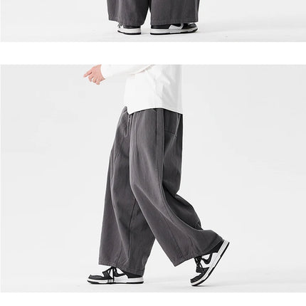 Pantaloni a gamba larga da uomo comodi da indossare Pantaloni casual Pantaloni Harun giapponesi Pantaloni sportivi con coulisse a lanterna da uomo Taglie forti