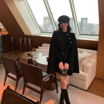 2026 New Style Women's Wool Coats Capes Autumn/Winter Princess Style Wool Cloak Woman