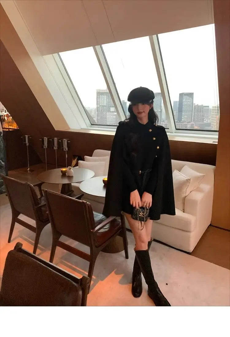 2026 New Style Women's Wool Coats Capes Autumn/Winter Princess Style Wool Cloak Woman